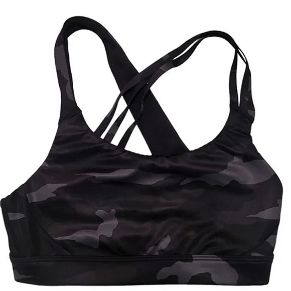 Athleta Train Free Sports Bra in Black Camo Size Small Scrappy straps small - Picture 2 of 3